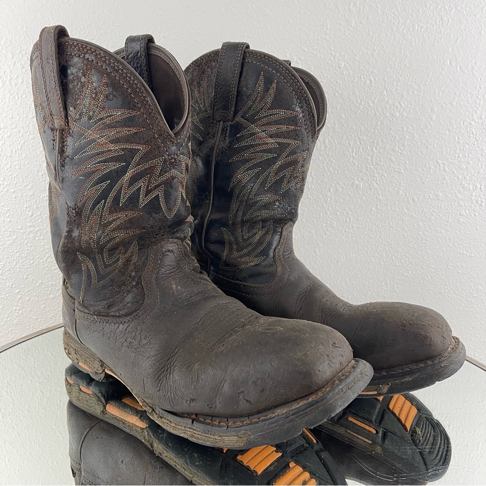 !SOLD! ARIAT Mens Brown Leather WorkHog Waterproof Western Cowboy Work Boots - Picture 2 of 14